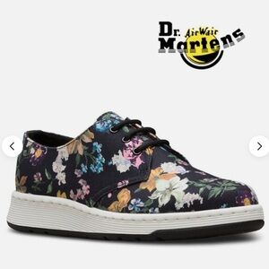 EUC Dr. Martens Cavendish DF black floral canvas oxford sneakers size 9 women’s